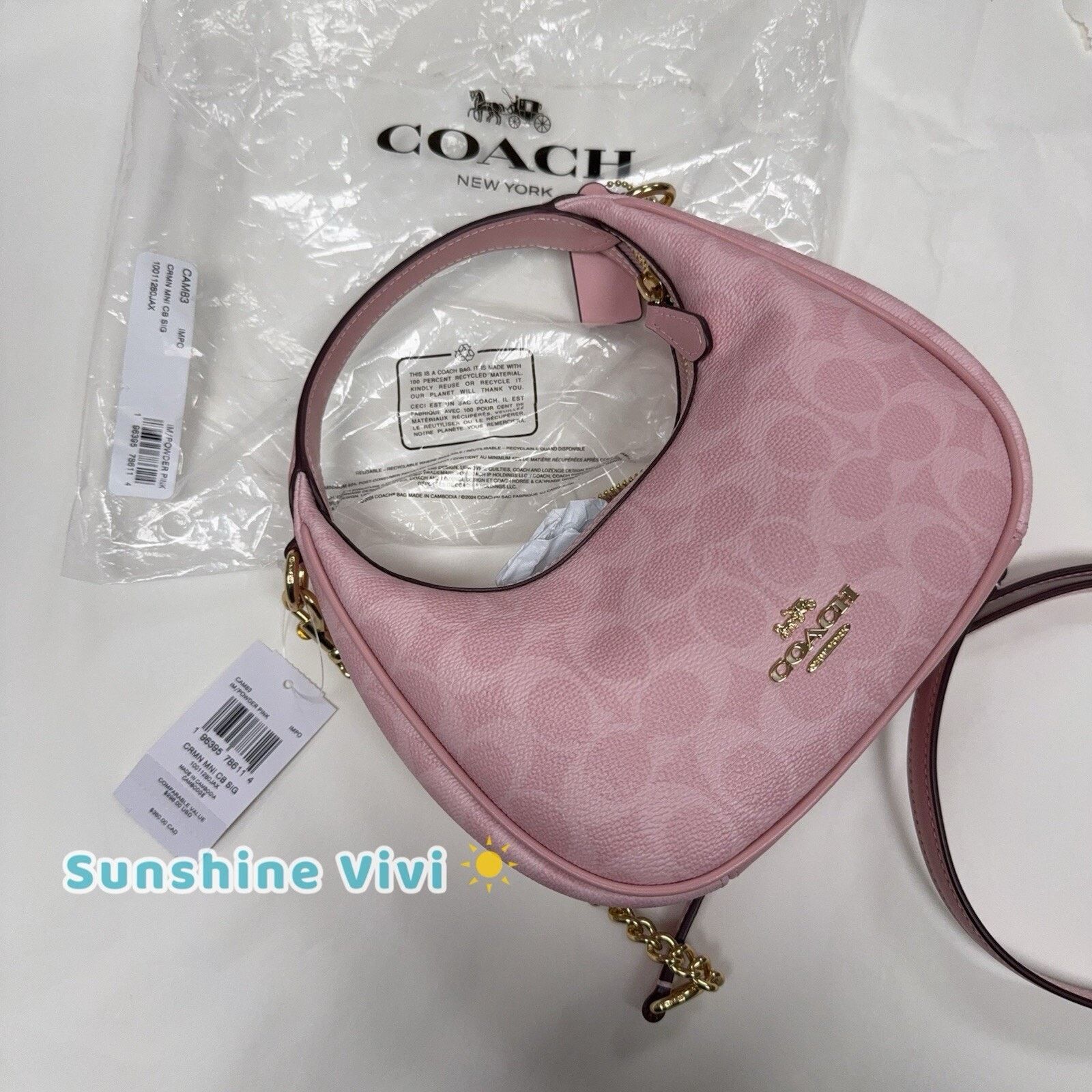 Coach NWT Coach Carmen Mini Crossbody Bag CAM83 Powder Pink Size ONE SIZE - 2 Thumbnail