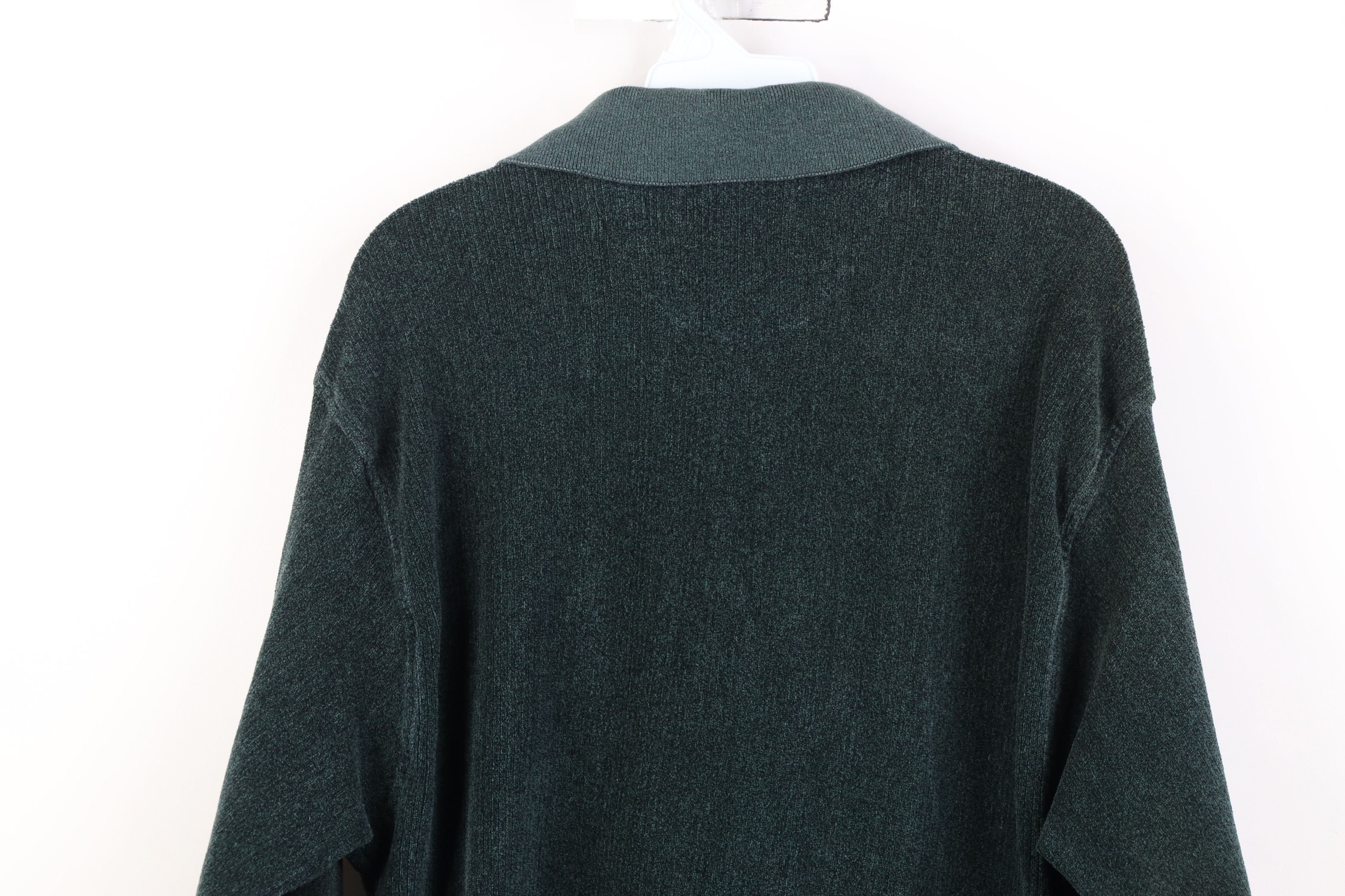 Vintage Vintage 90s Streetwear Fleece Long Sleeve Rugby Polo Green Size US L / EU 52-54 / 3 - 10 Thumbnail