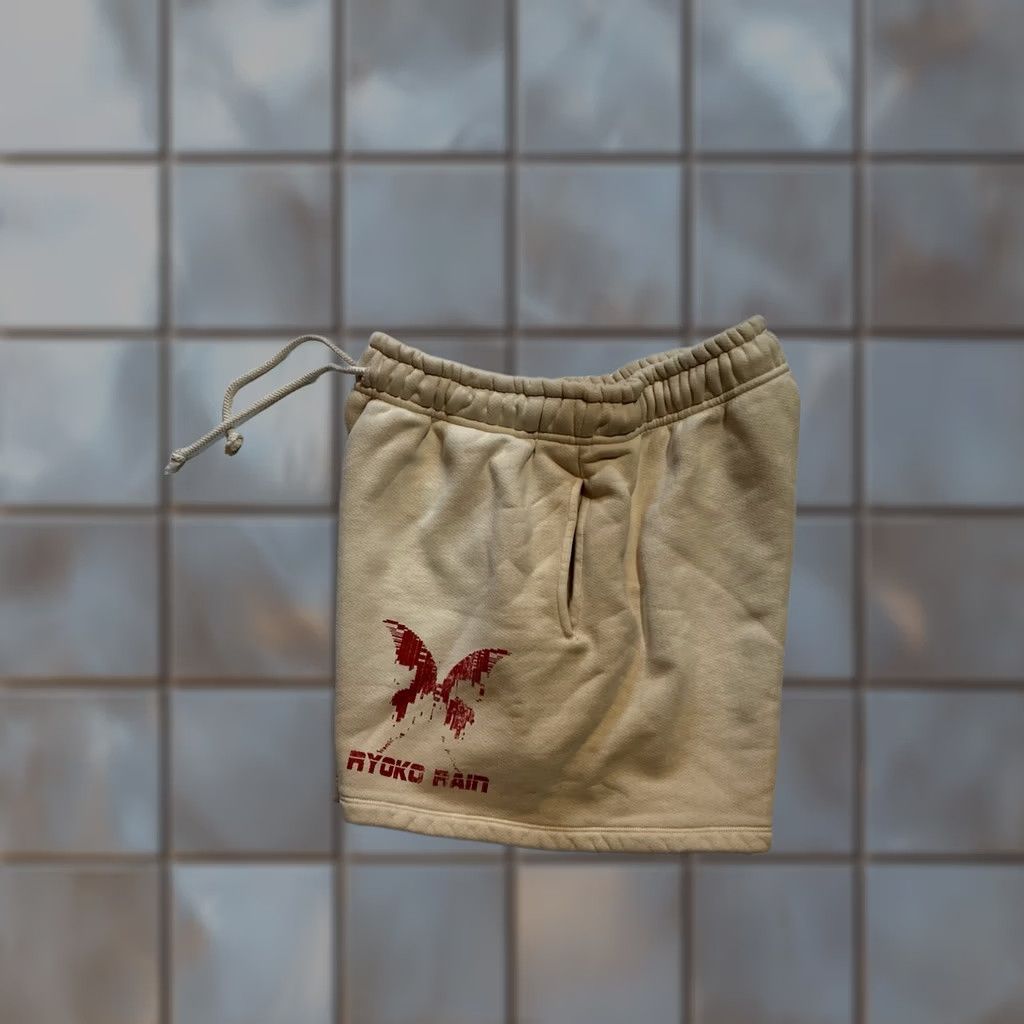 Rains Ryoko Rain Butterfly Beige Red Graphic 5” Inseam Heavyweight Sweat Shorts XL Mens Beige 5” Inseam Graphic Butterfly Size US 36 / EU 52 - 1 Thumbnail