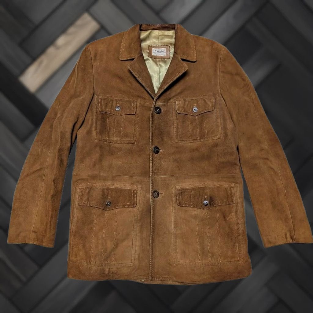 Vintage VINTAGE Cortefiel Jacket Mens Suede Leather 38 Brown NORFOLK Safari Western 90s Retail Size US S / EU 44-46 / 1 - 1 Thumbnail