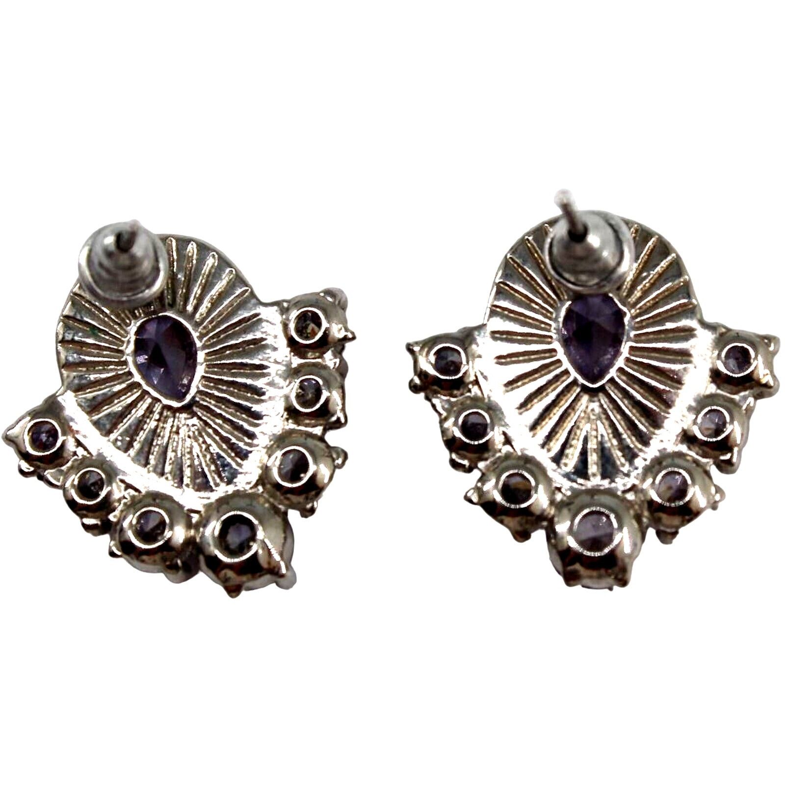 Other Lavender Rhinestone Earrings • Teardrop Round • Prong Set Size ONE SIZE - 2 Thumbnail