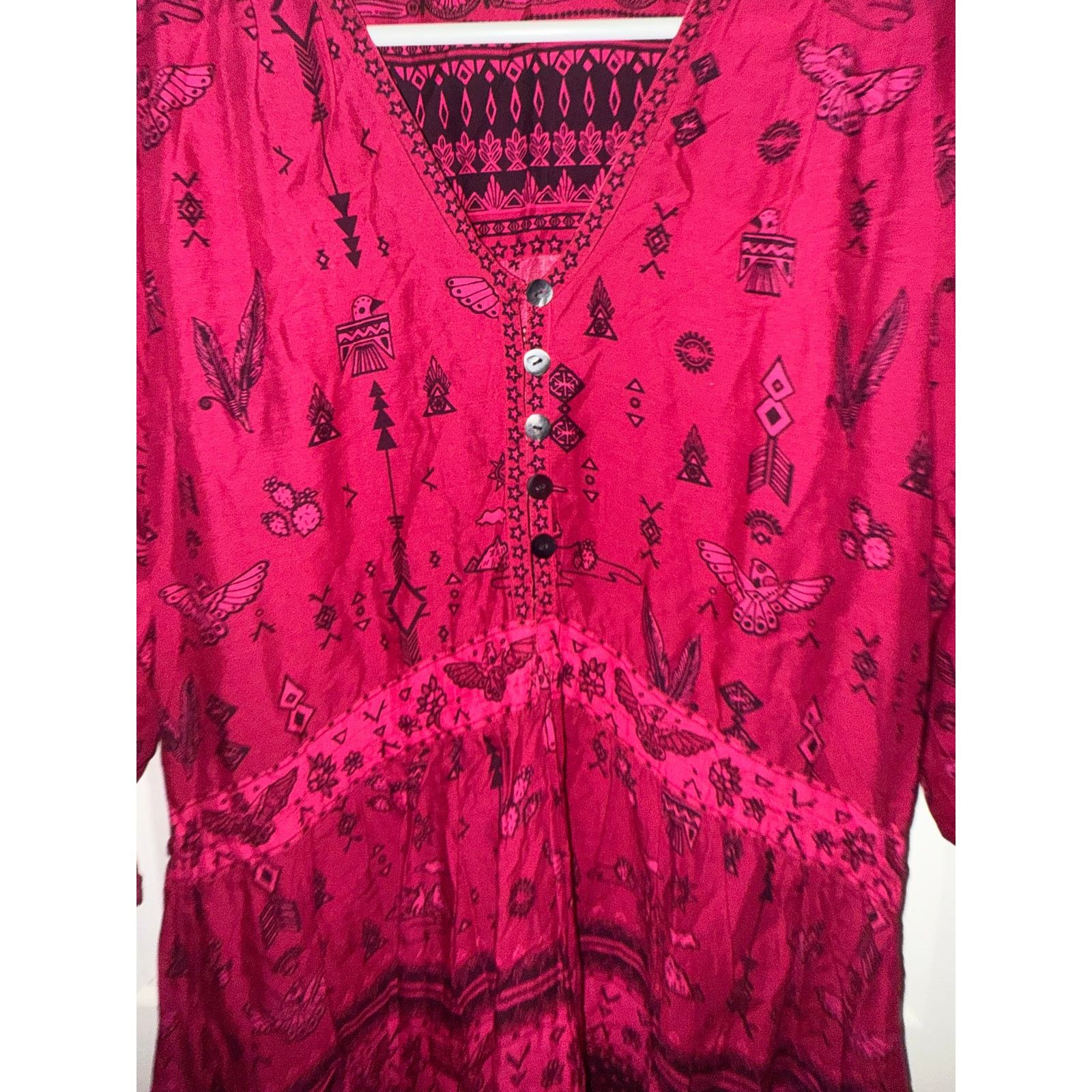 Spell Spell & The Gypsy Phoenix Play Dress Magenta Boho Mini XS Size XS / US 0-2 / IT 36-38 - 7 Thumbnail