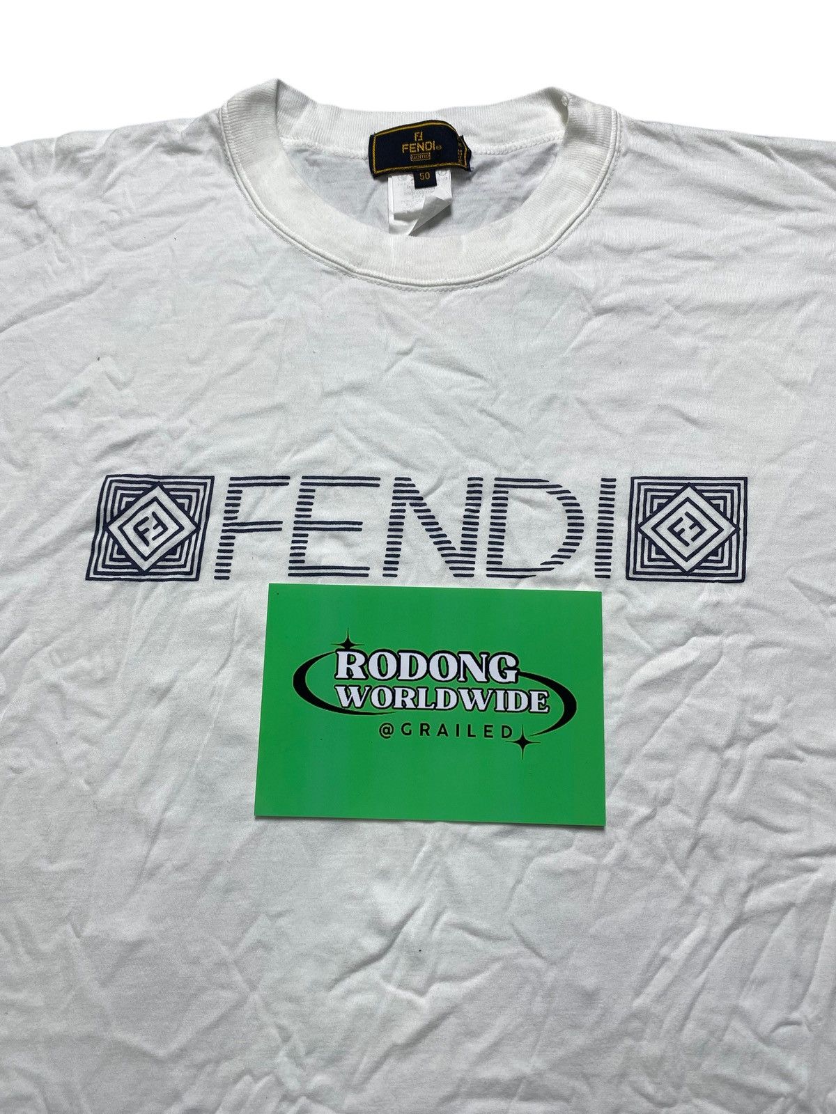 Fendi VINTAGE FENDI SPELLOUT DESIGN WHITE TEE Size US M / EU 48-50 / 2 - 2 Thumbnail