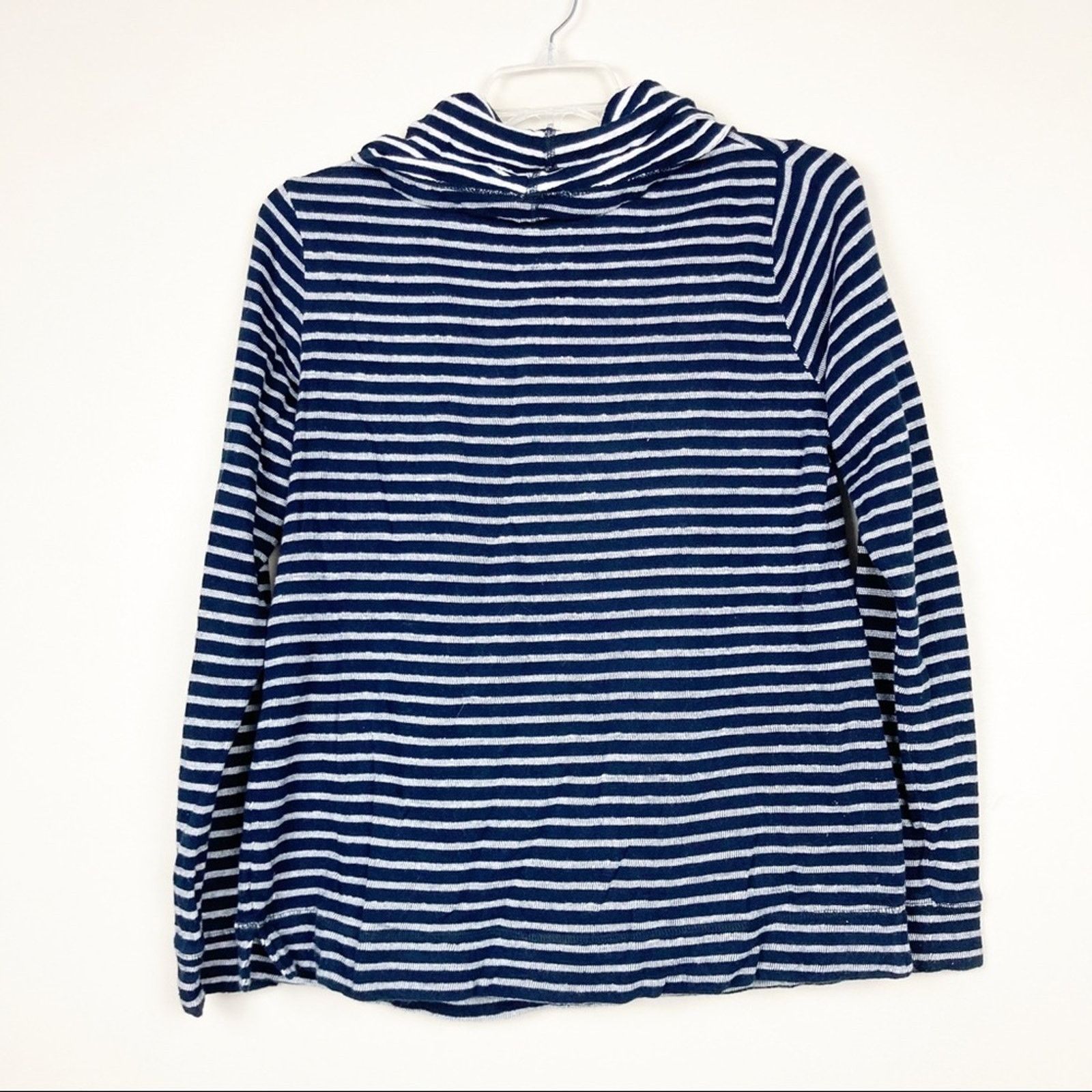 J.Crew J. Crew Navy White Striped Cowl Neck Sweater Sz M Size M / US 6-8 / IT 42-44 - 2 Thumbnail