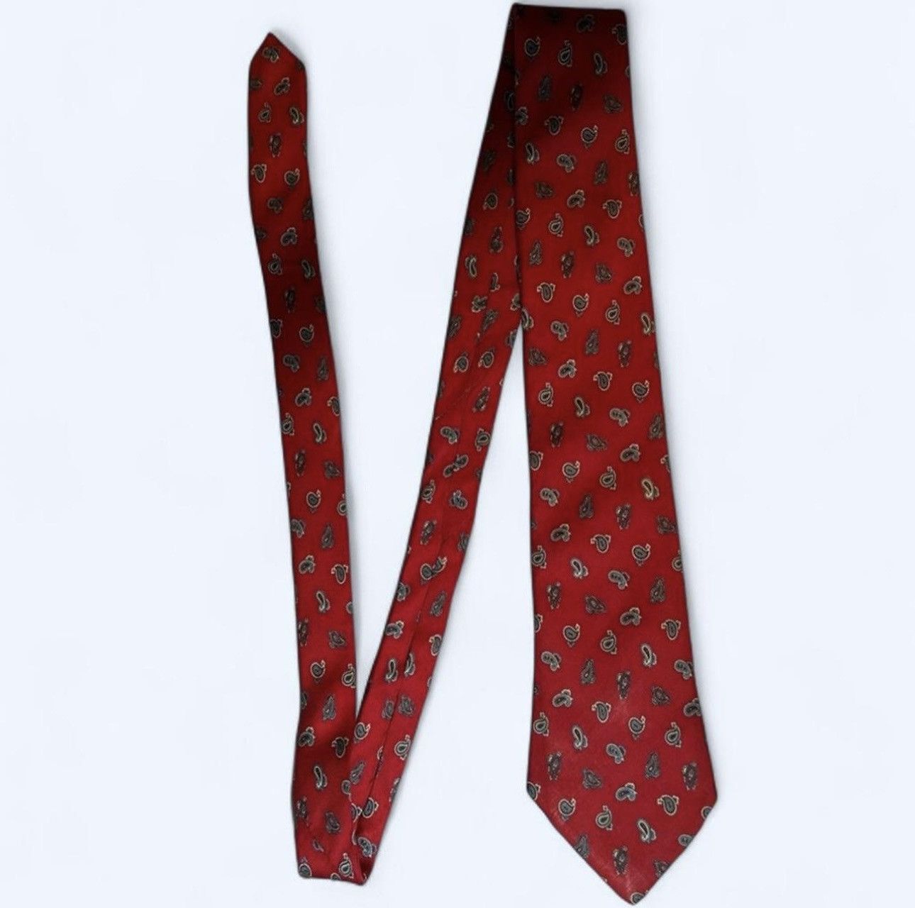 Woodward Vtg Red Paisley Tie Woodward Silk Bright Colorful Elegant Size ONE SIZE - 2 Thumbnail