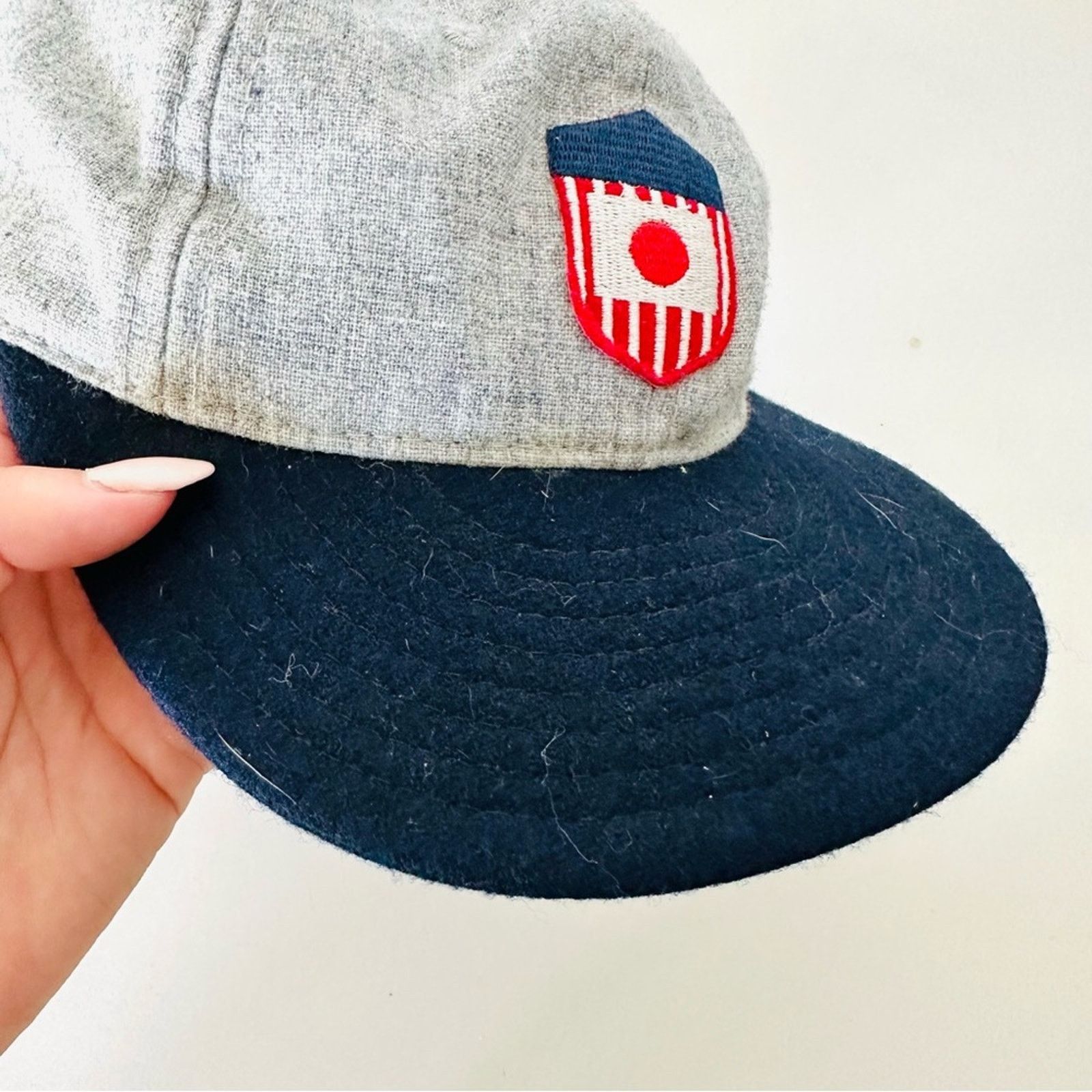 Ebbets Field Flannels EBBETS FIELD Grey Flannel Brown Leather Snapback Hat Cap Size ONE SIZE - 3 Thumbnail