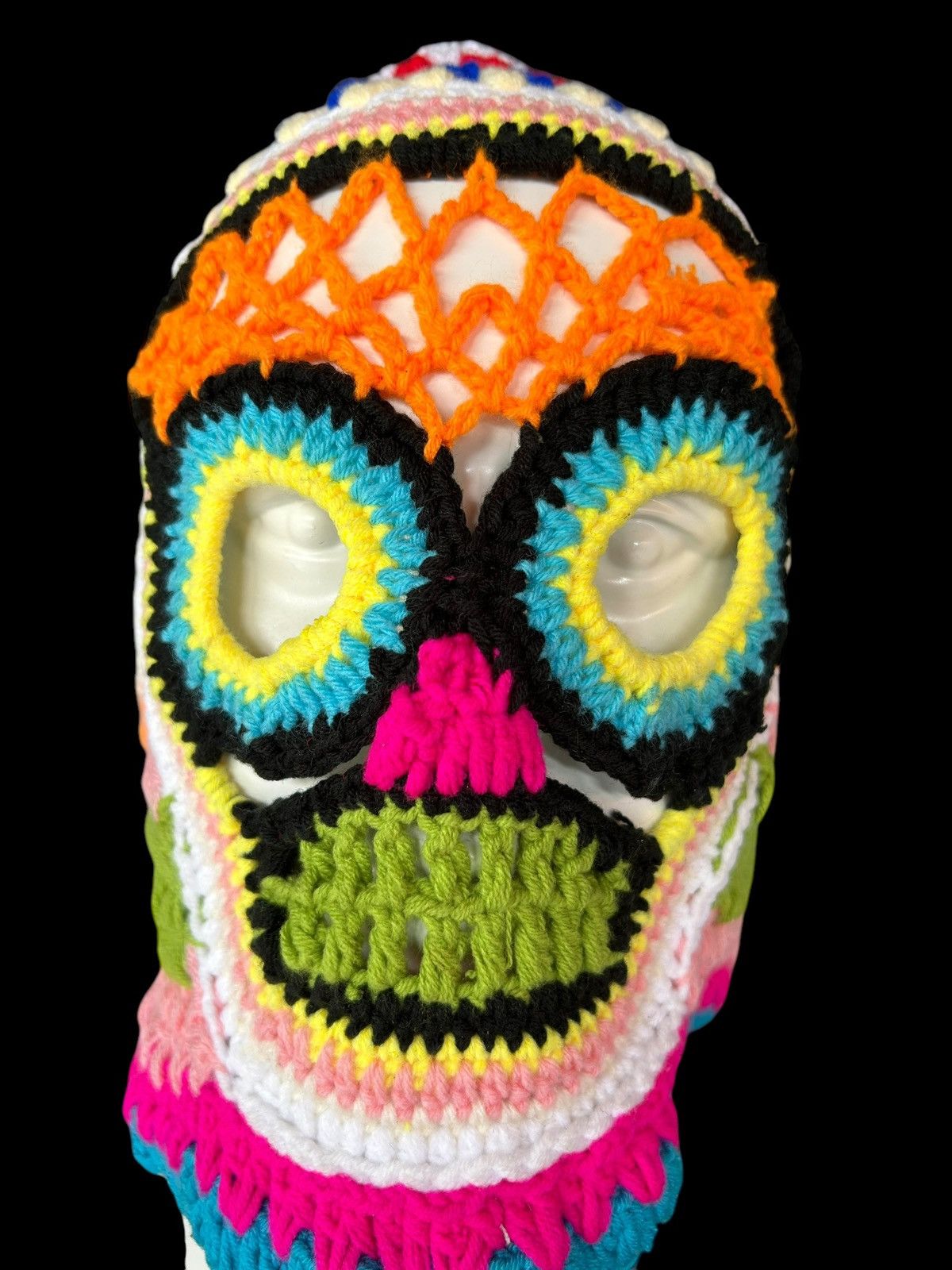 Japanese Brand Very Rare Crochet Knitted Handmade Balaclava Masked ☠️☠️ Size ONE SIZE - 4 Thumbnail