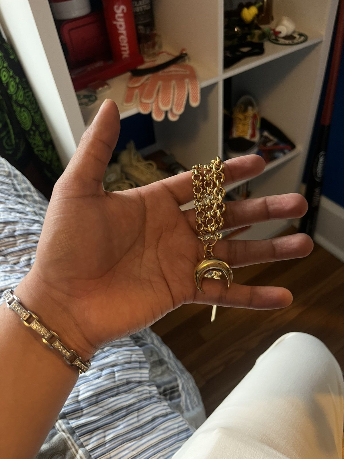 Marine Serre Marine Serre Gold Regenerated Tin Moon Charms Necklace Size ONE SIZE - 3 Thumbnail