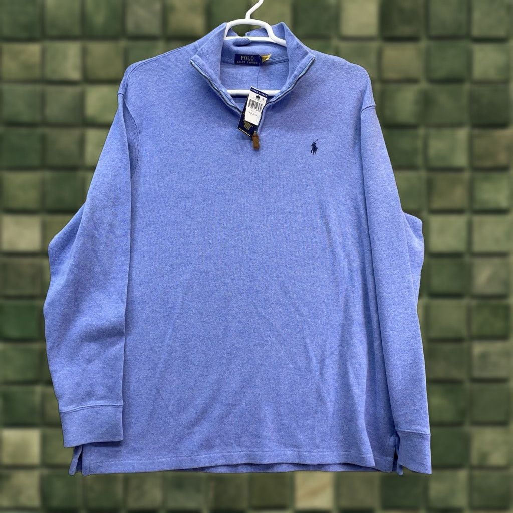 Polo Ralph Lauren Polo Ralph Lauren Sweater Men 2XL 1/4 Zip Mock Neck Pullover Casual Preppy Classic Logo Zipper Blue Knit Cotton Vintage: No? Size US XXL / EU 58 / 5 - 1 Thumbnail