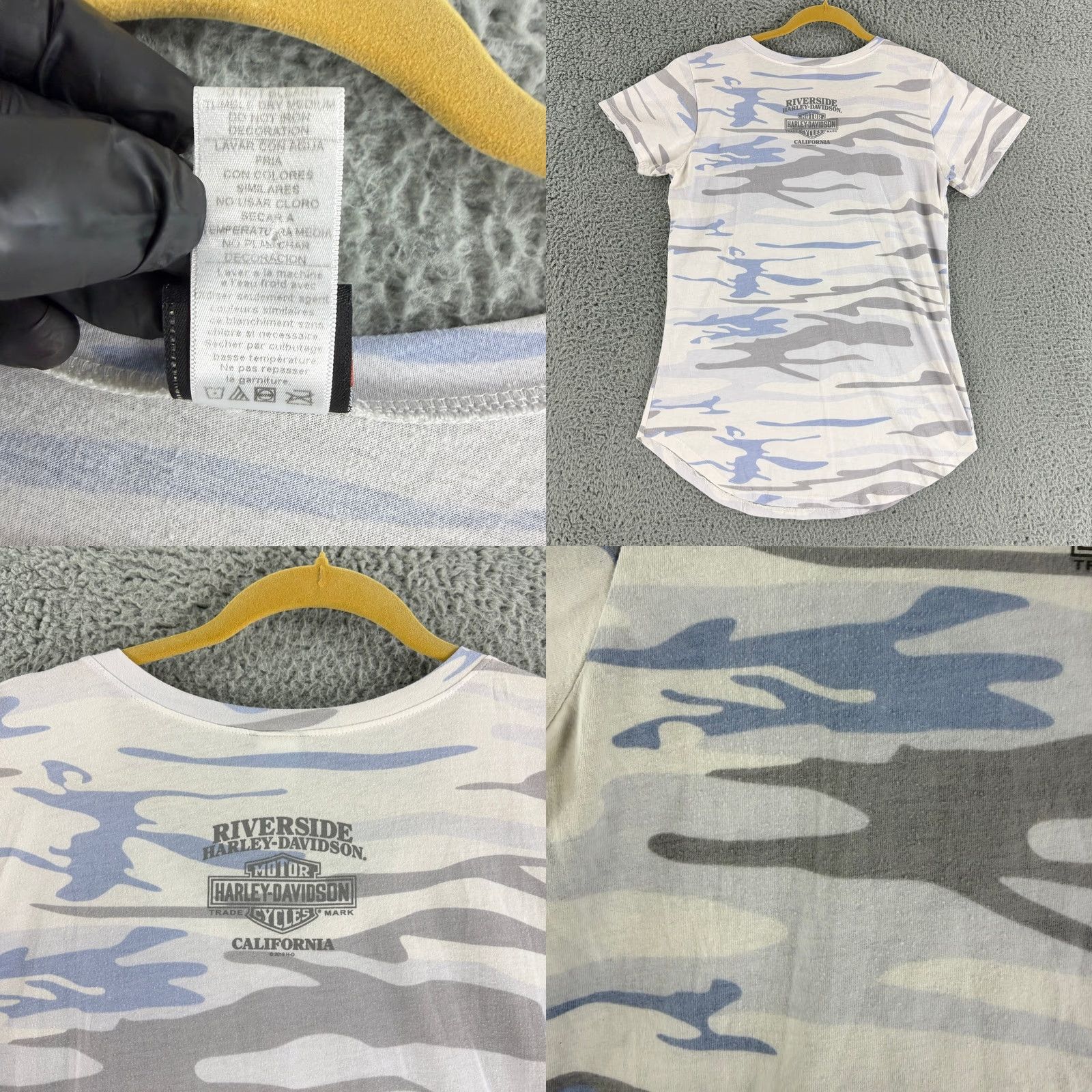 Harley Davidson Harley-Davidson T-Shirt Womens XL Blue Camo V-Neck American Legend Logo Tee Size L / US 10 / IT 46 - 9 Thumbnail