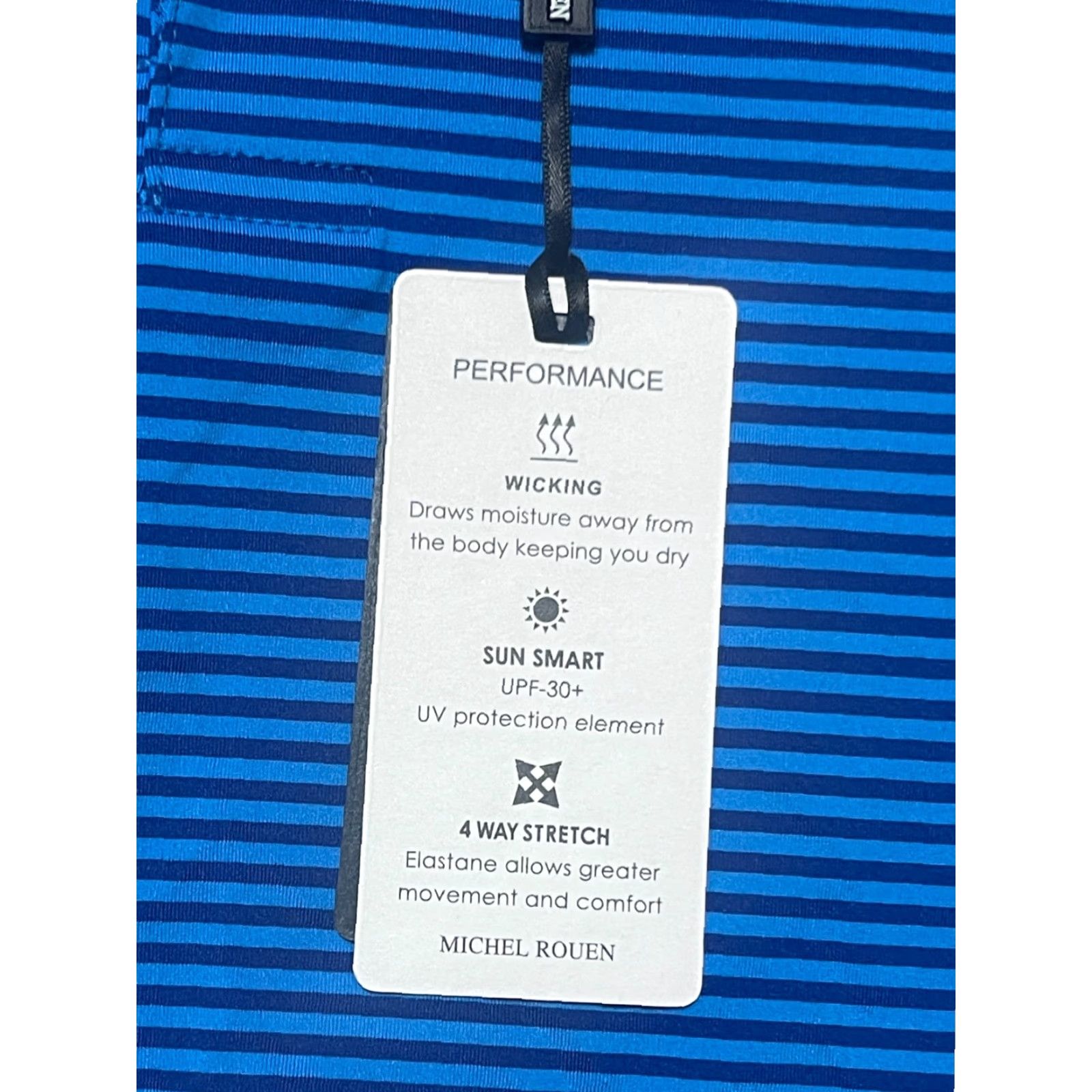 Vintage Michel Rouen Shirt Mens 3XL Blue Striped Performance Polo Short Sleeve Shirt Polo Reg Wool? Size US XXL / EU 58 / 5 - 6 Thumbnail