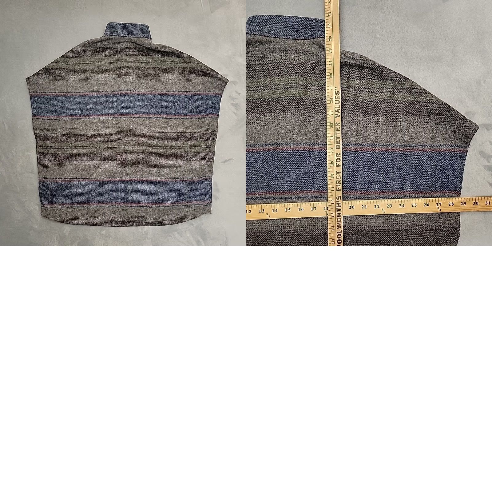 Eddie Bauer Eddie Bauer Poncho Cape Women S Gray Striped Wool Blend Snap Neck Gorpcore Size S / US 4 / IT 40 - 8 Thumbnail