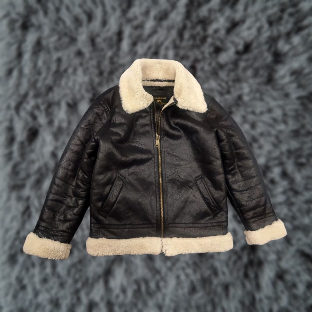 Vintage Alpha B3 Flying Men's Faux Shearling Black Jacket Bomber Winter Army Jacket Size US M / EU 48-50 / 2 - 1 Thumbnail