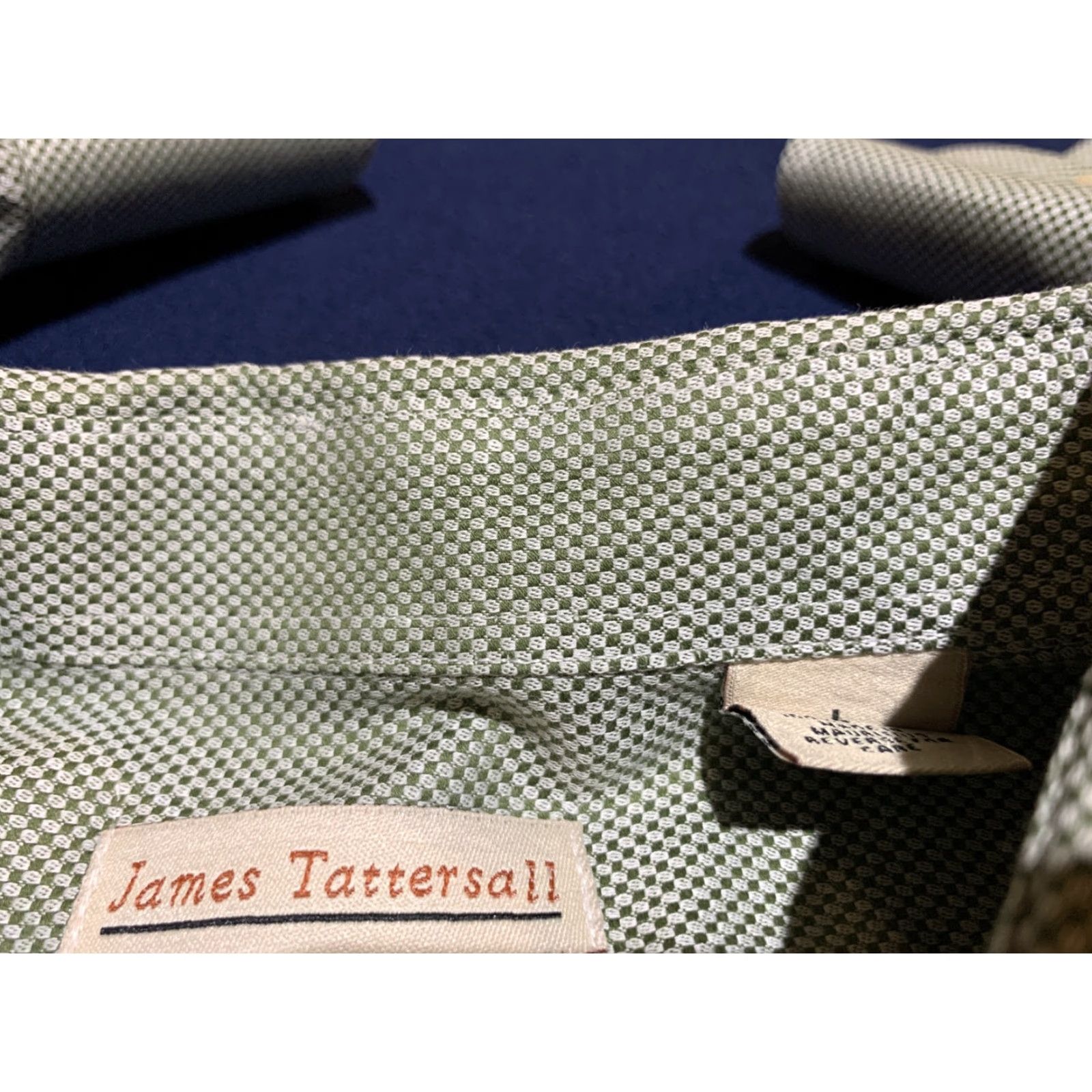 Vintage VINTAGE James Tattersall Dress Shirt Long Sleeve Men Large Green Classic Mens Size 42R - 5 Thumbnail