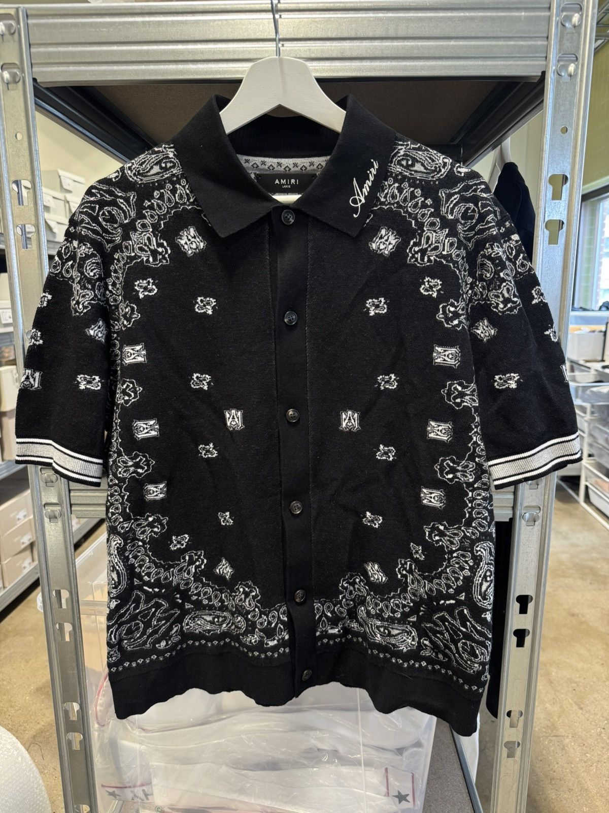 Amiri Amiri Bandana Knitted Button Up Polo Shirt NEW 1100$ Size US L / EU 52-54 / 3 - 1 Thumbnail
