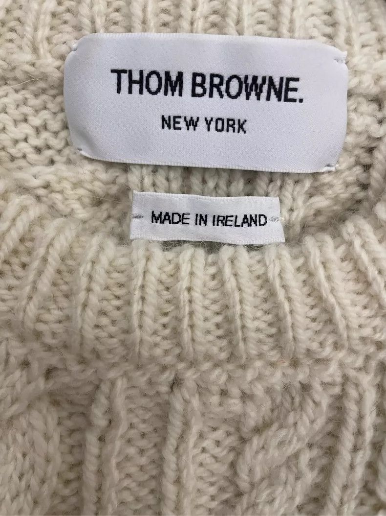 Thom Browne Thom browne Beige four-striped wool round-neck sweater 2504 Size US S / EU 44-46 / 1 - 5 Thumbnail