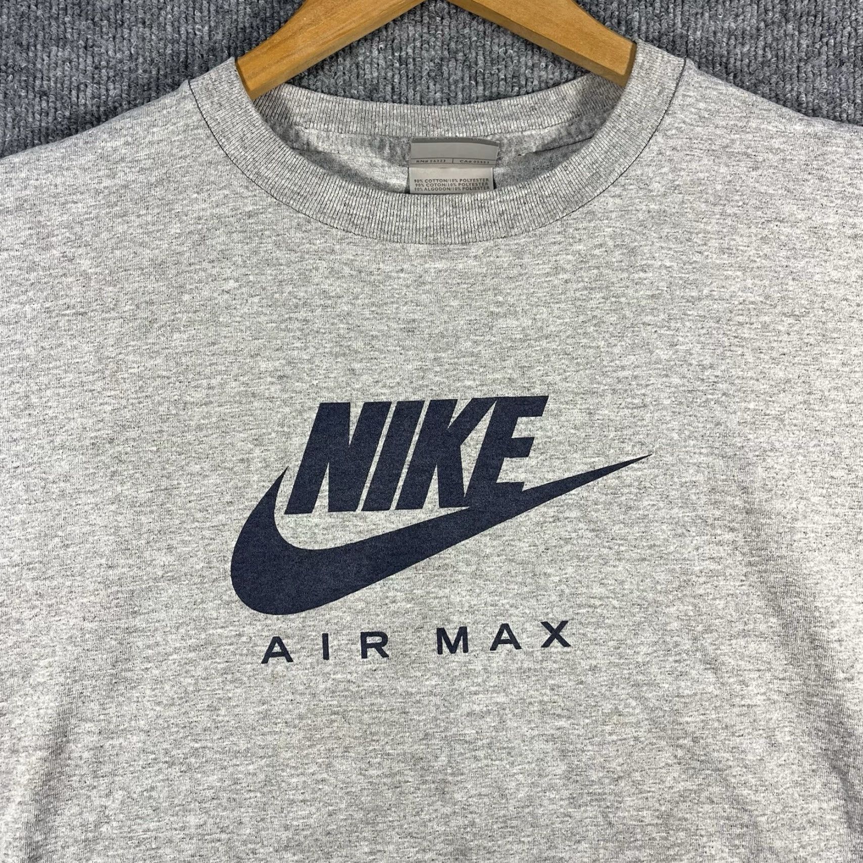Nike VINTAGE Nike Air Max T-Shirt Large Gray Navy Blue Logo Swoosh Check Tag Y2K 90s Men Size US L / EU 52-54 / 3 - 2 Thumbnail