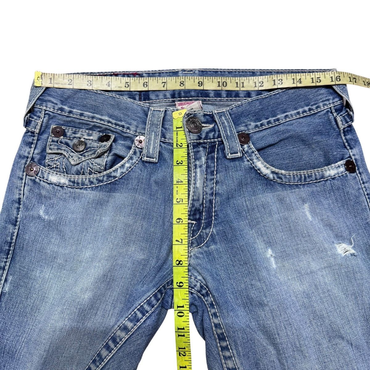 True Religion True Religion Joey Big T Distressed Denim Flare Jeans Size US 31 - 17 Thumbnail