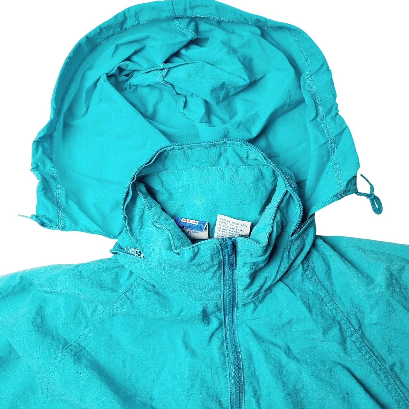Champion VINTAGE Champion Jacket Women 1/4 Zip Pullover Hooded Windbreaker M Teal Windbreaker Jacket Woman Medium Size M / US 6-8 / IT 42-44 - 3 Thumbnail