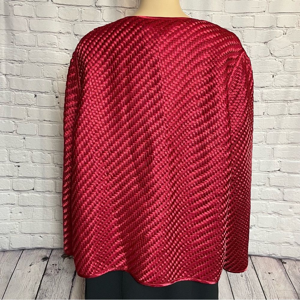 Chicos New Chico's Travelers Open Front Weave Red Jacket Size 3 US Size XL / US 12-14 / IT 48-50 - 3 Thumbnail