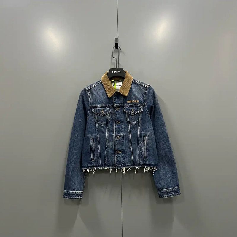 Miu Miu Miu Miu Blue Cotton Cropped Jacket 0089 Size M / US 6-8 / IT 42-44 - 1 Thumbnail