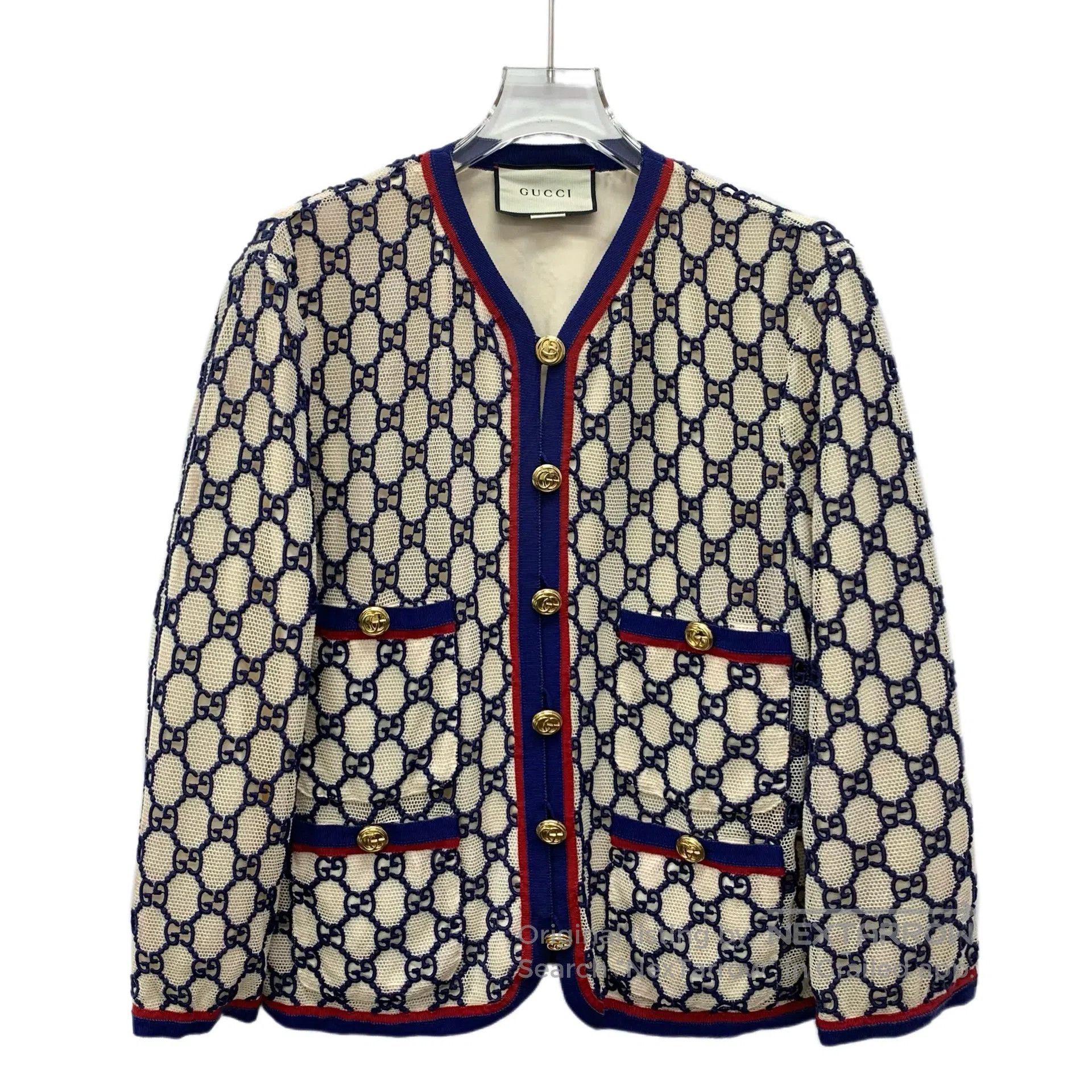 Gucci Guicci Color-blocked mesh logo jacquard full-print cotton Size S / US 4 / IT 40 - 1 Thumbnail