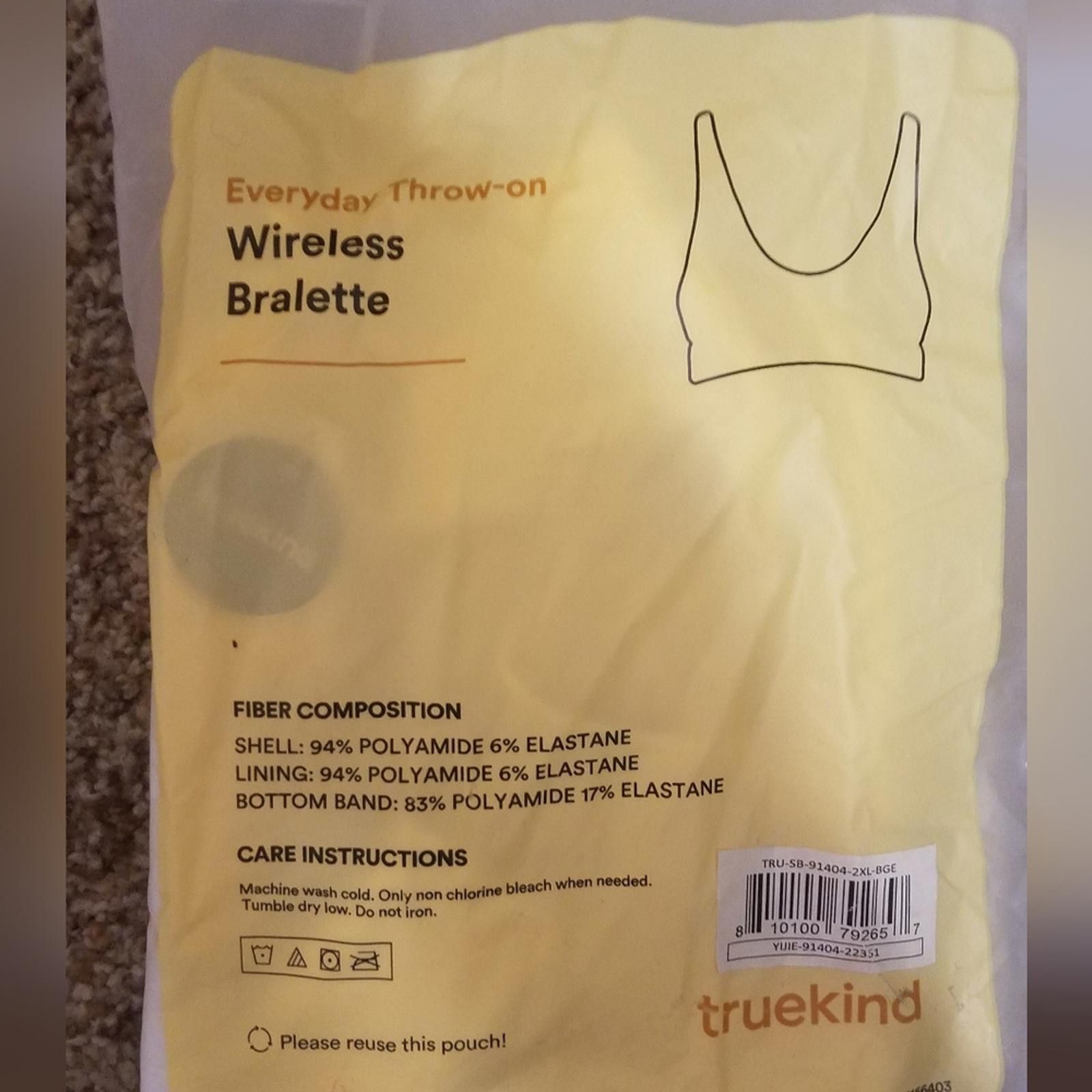 Designer NWT Truekind Beige Everyday Throw On Wireless Bralette 2XL Size ONE SIZE - 2 Thumbnail