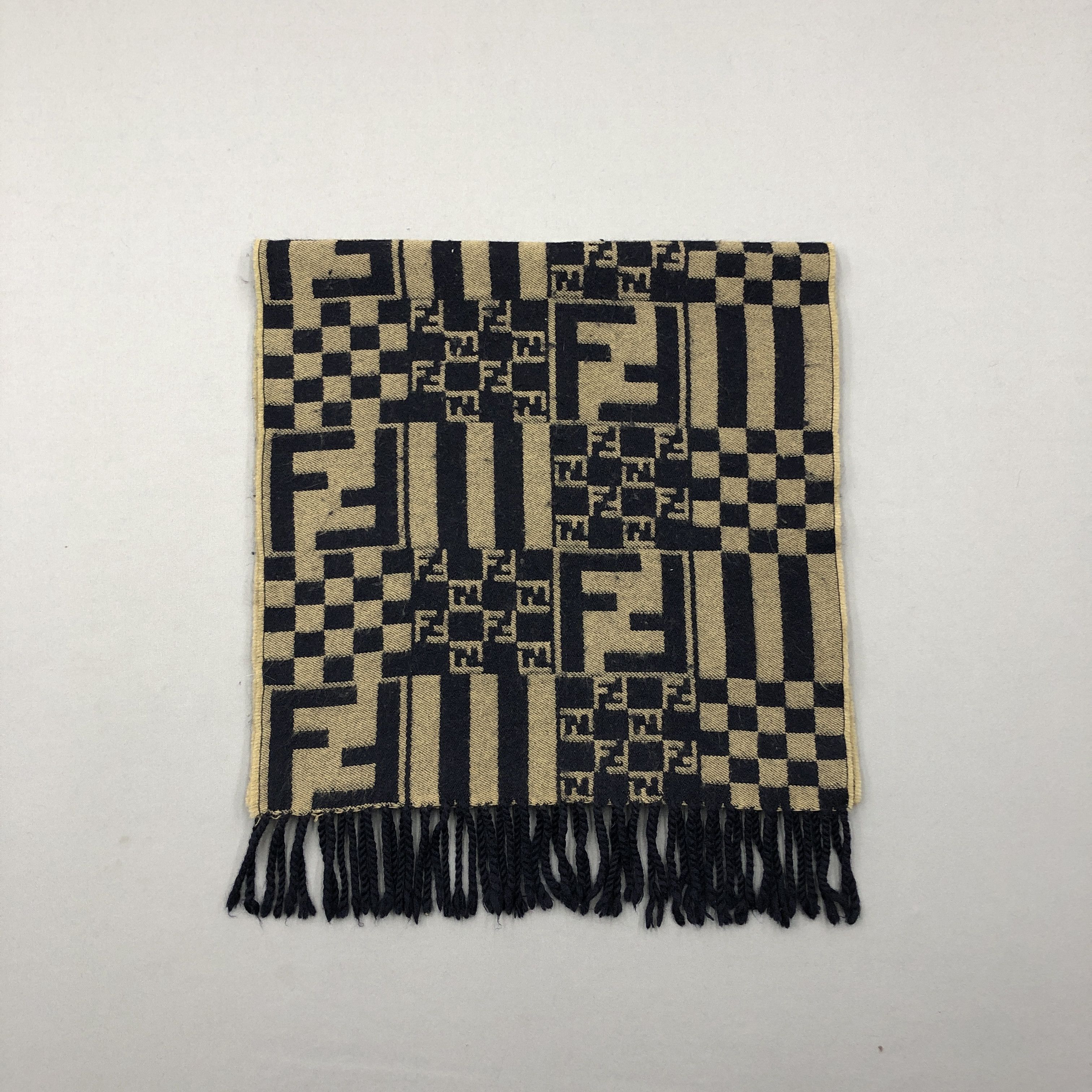 Japanese Brand Vintage Fendi Scarf Fendi Zucca FF Monogram Wool Scarves Size ONE SIZE - 3 Thumbnail