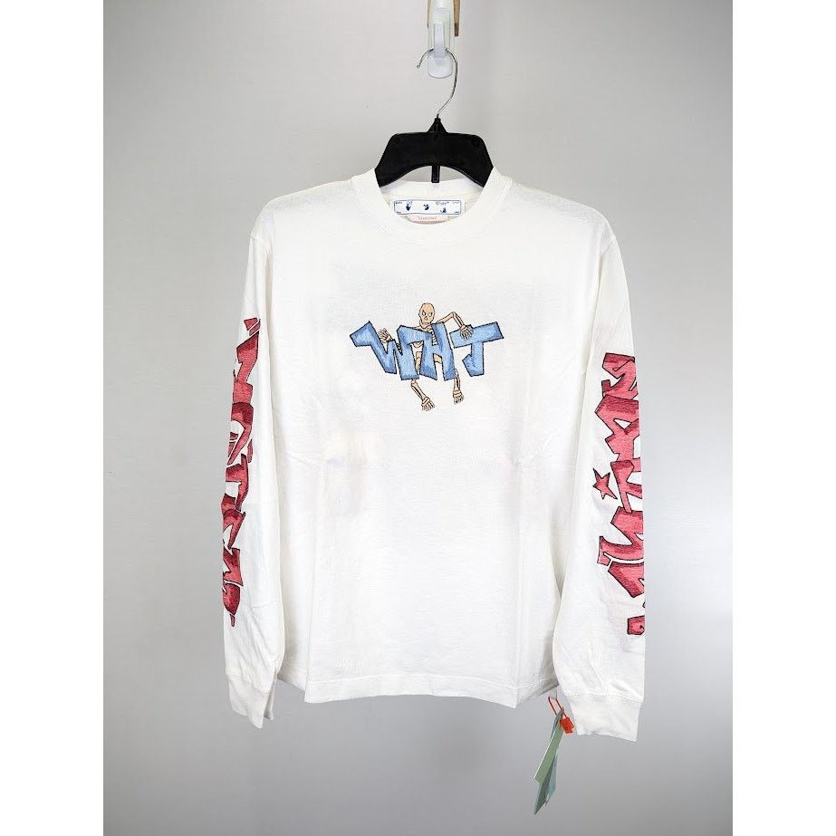 Off-White o1rshd1 Graff Pup Skate Long Sleeve T-Shirt in White Size US M / EU 48-50 / 2 - 2 Thumbnail