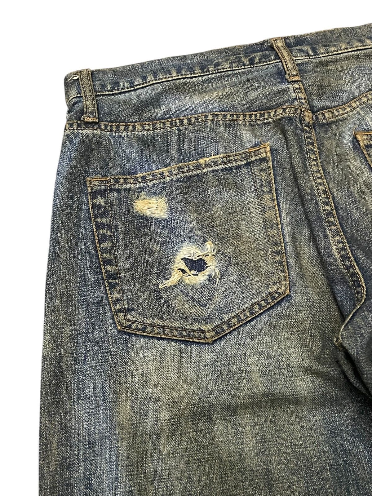 20471120 × 5351 POUR LES HOMMES × Hysteric Glamour Boro 🇯🇵 Brand Heavy Stitched Repaired Distressed Mud Jeans Size US 34 / EU 50 - 20 Thumbnail