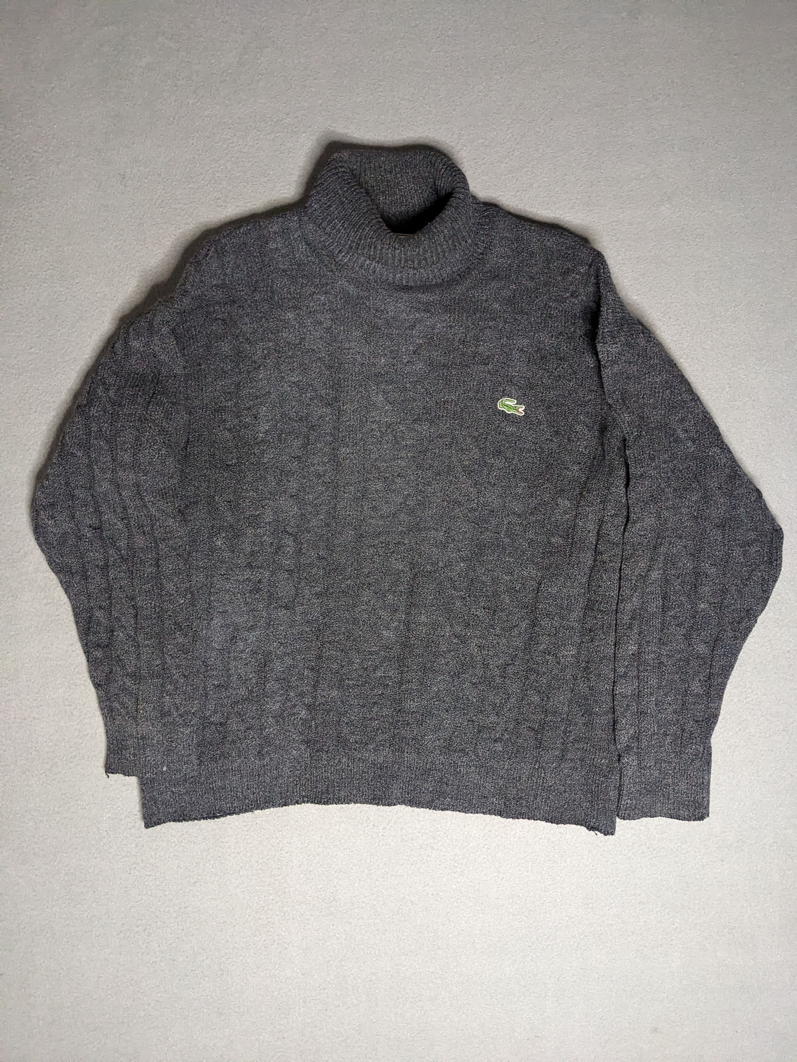 Lacoste VTG 80s Lacoste Wool Cable Knit Turtleneck Sweater Large Size US L / EU 52-54 / 3 - 1 Thumbnail