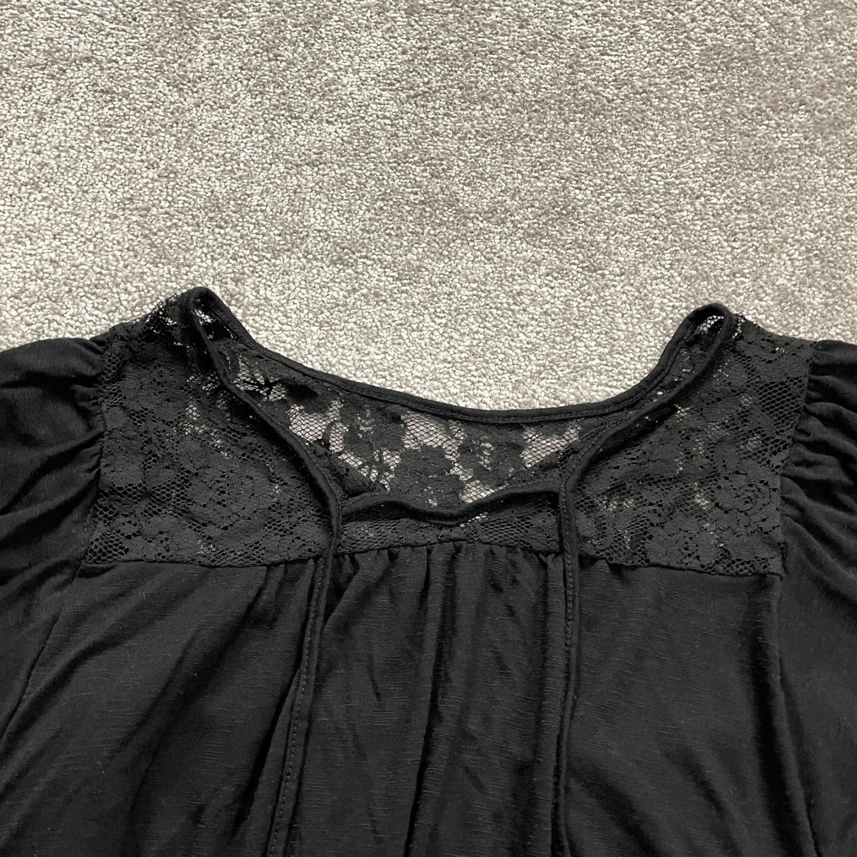 Vintage Paper Tee Blouse Shirt Womens XL Black Dolman Sleeve Lace Rayon Knit Casual Stretch Size XL / US 12-14 / IT 48-50 - 4 Thumbnail