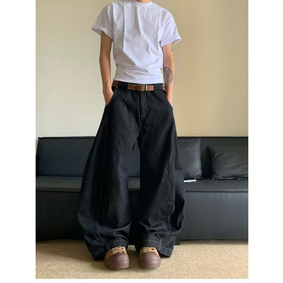 Japanese Brand × Jean American retro black washed loose scimitar jeans Size US 32 / EU 48 - 1 Thumbnail