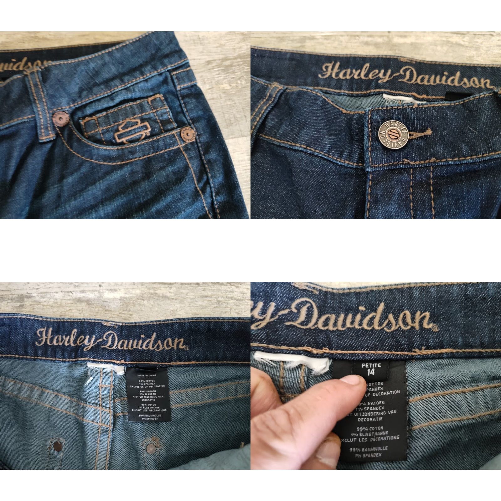 Harley Davidson VINTAGE Harley-Davidson Women’s Jeans Size 14 Boot Cut Denim Biker Pants Leather Details Size 36" / US 14 / IT 50 - 8 Thumbnail