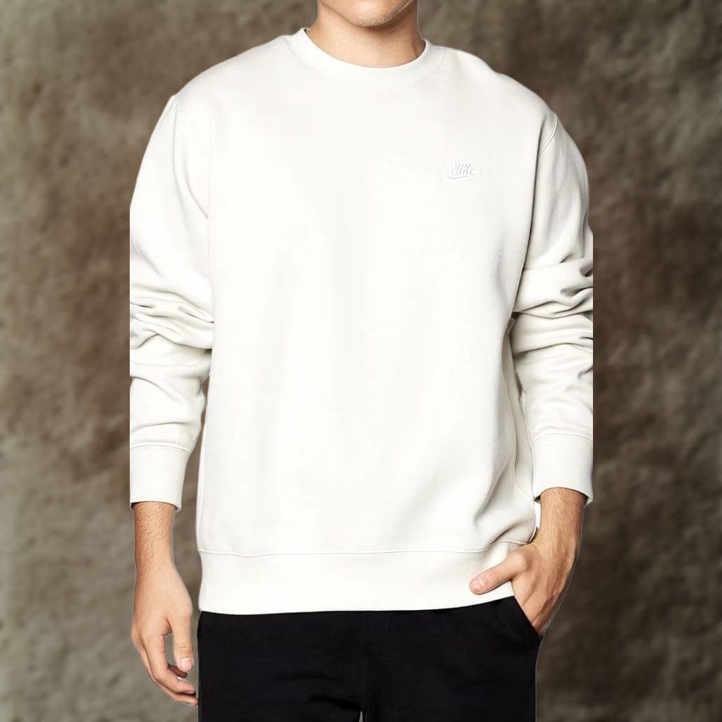 Nike Nike Club Fleece Sweatshirt Men's XXL Beige Crew Neck Long Sleeve Logo 2XL Regular Cotton BV2662 072 Size US XXL / EU 58 / 5 - 1 Thumbnail