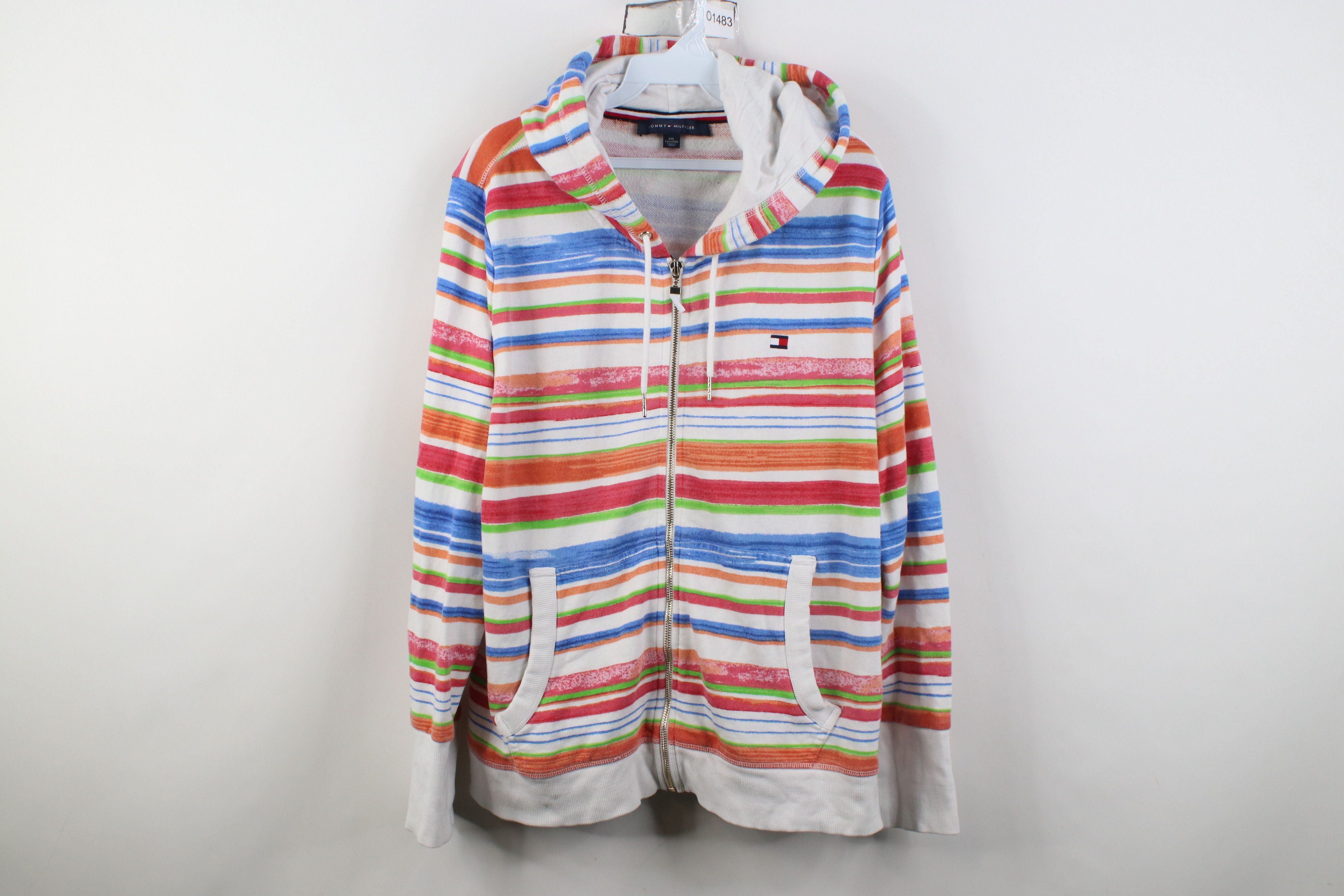 Tommy Hilfiger Vintage Y2K Tommy Hilfiger Terry Rainbow Full Zip Hoodie Size XXL / US 16-18 / IT 52-54 - 1 Thumbnail