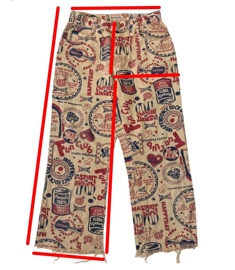Angel Blue Vintage 90s Y2K ANGEL BLUE Pop Art Printed Denim Jeans Pants Size 25" / US 0 / IT 36 - 3 Thumbnail
