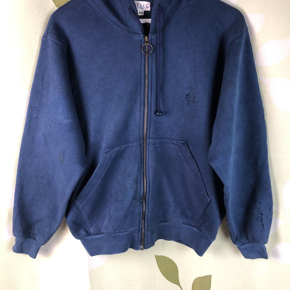 Japanese Brand × Vintage Elle Paris vintage distressed ripped Dark Blue Hoodie #7453 Size US M / EU 48-50 / 2 - 10 Thumbnail