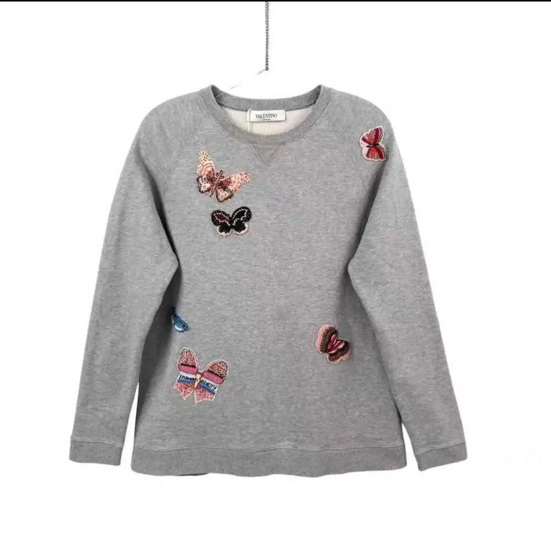 Valentino Valentino Gray Cotton Long Sleeve Sweatshirt 0089 Size US M / EU 48-50 / 2 - 1 Thumbnail