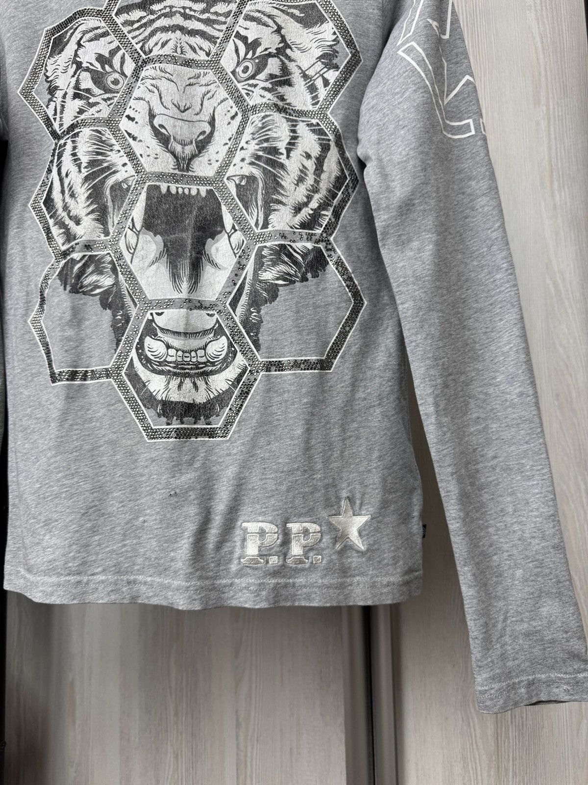 Philipp Plein Philip Plein Homme grey big logo tiger rhinestones ls tee Size US S / EU 44-46 / 1 - 4 Thumbnail