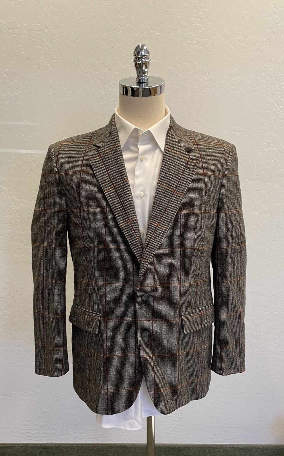 Aquascutum × Vintage Vintage Windowpane Check Wool Tweed Jacket Size 42R - 1 Thumbnail
