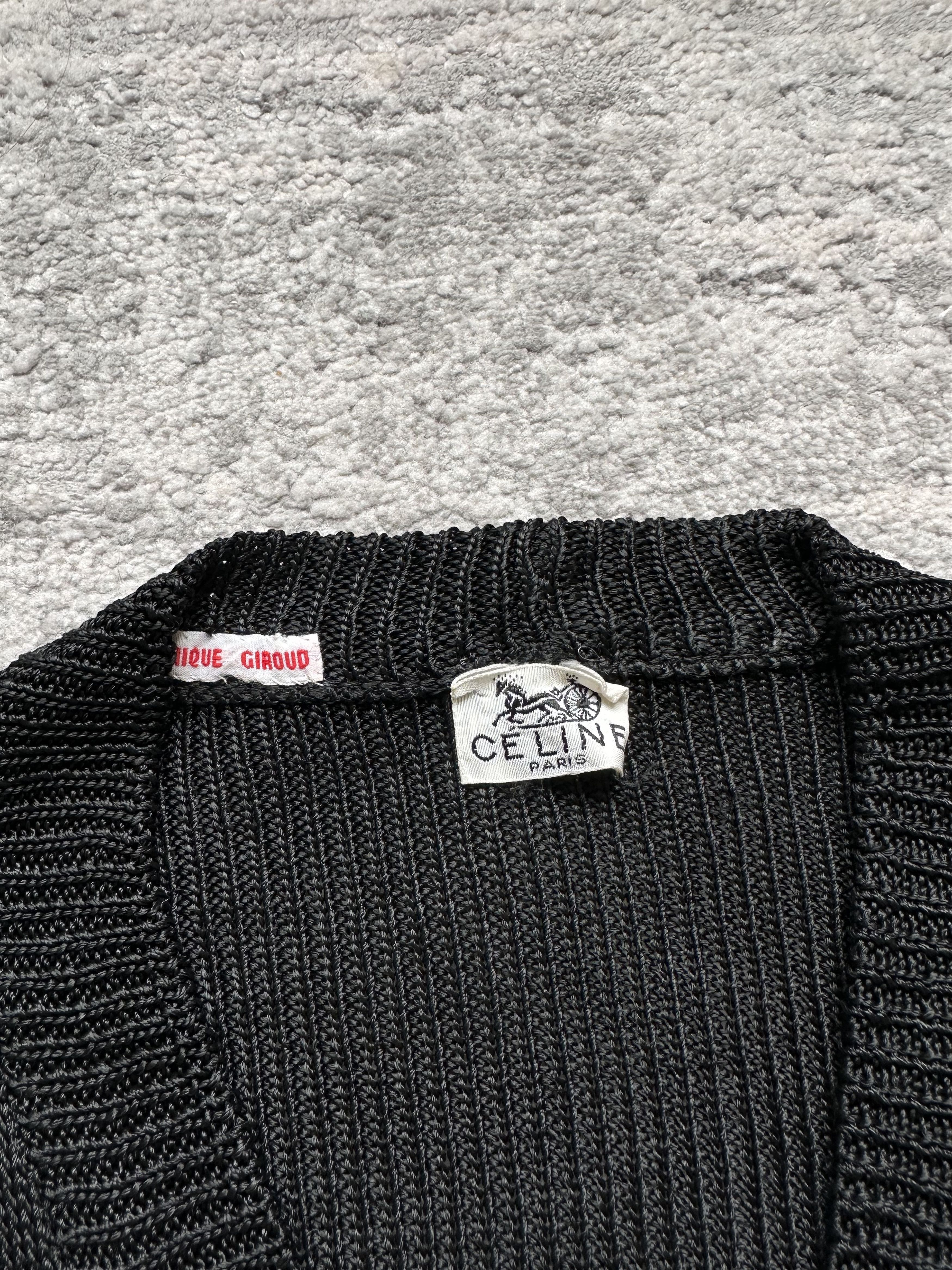 Celine Celine Paris Knit Cable Vest Black Button Up Vintage Size M / US 6-8 / IT 42-44 - 5 Thumbnail
