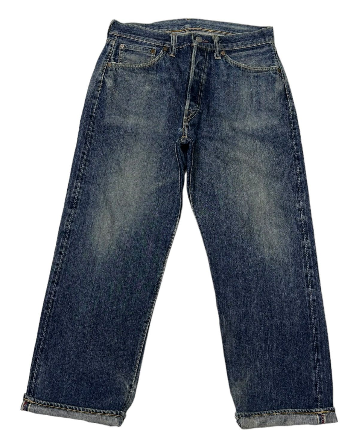 Japanese Brand 🔥1999@JAPANESE BAGGY SELVEDGE DISTRESSED DENIM JEANS Size US 30 / EU 46 - 1 Thumbnail