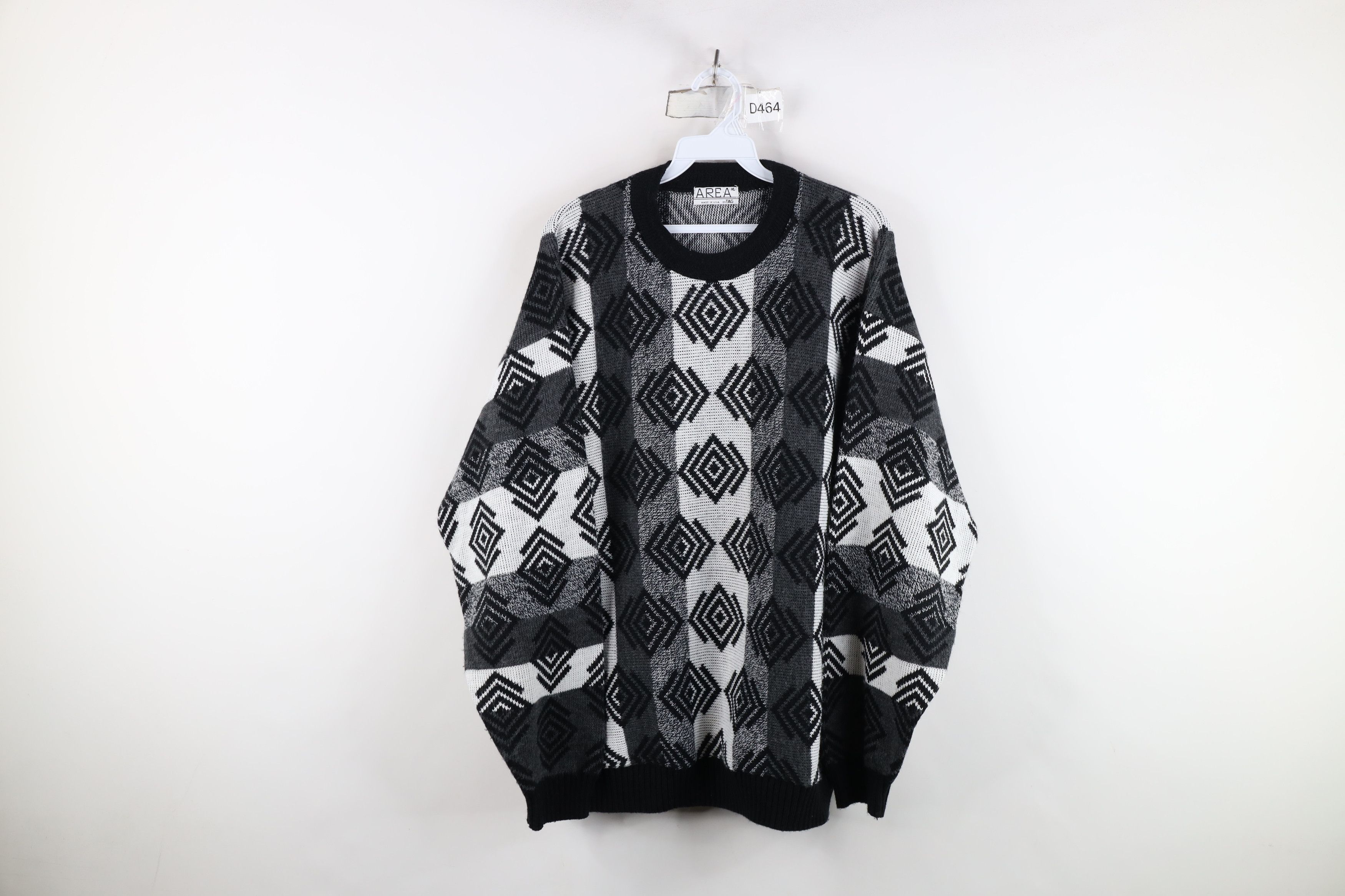 Vintage Vintage 90s Streetwear Geometric Marled Knit Sweater USA Size US XL / EU 56 / 4 - 1 Thumbnail