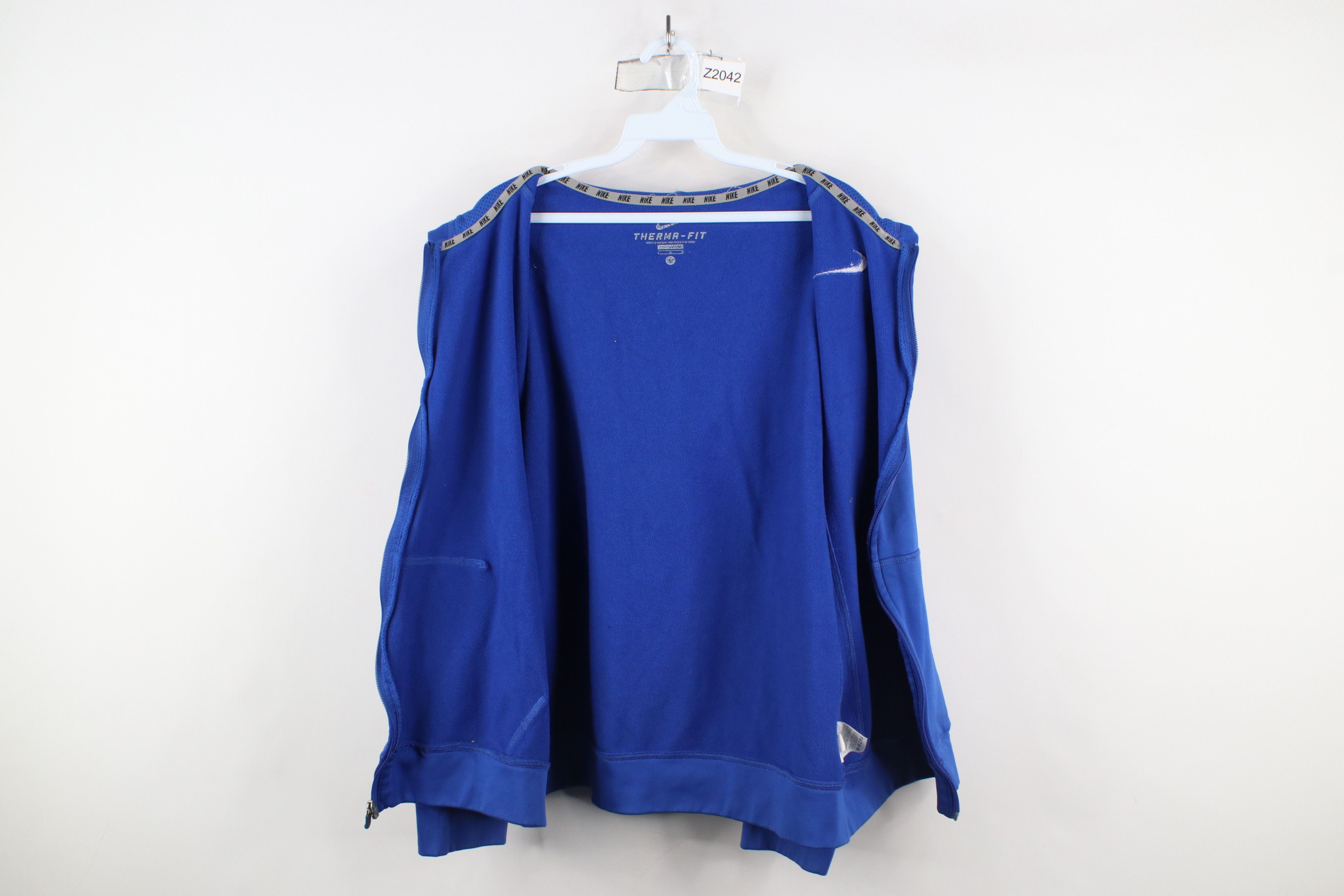 Nike × Vintage Vintage Y2K Nike Therma Fit Monochrome Full Zip Hoodie Blue Size US L / EU 52-54 / 3 - 14 Thumbnail