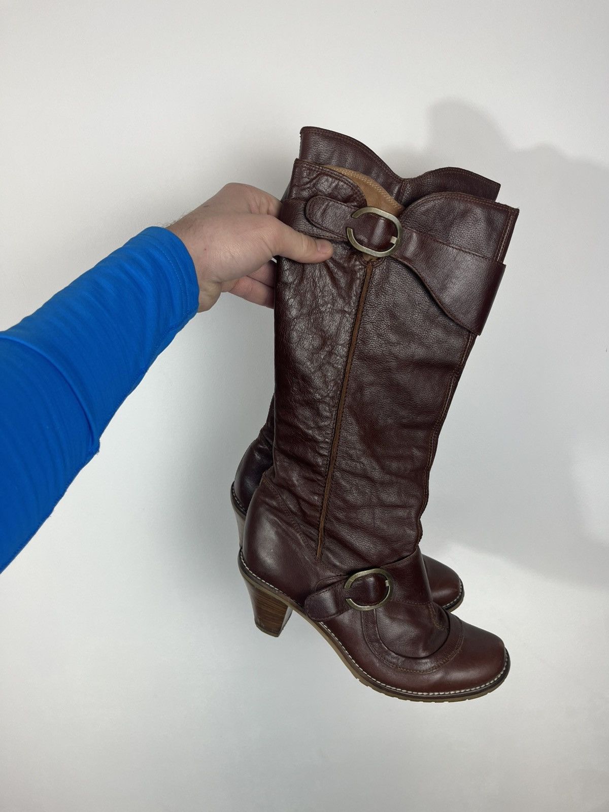 Other Women’s Brown Leather Knee High Boots Buckle Heel EU 40 Size US 9 / IT 39 - 17 Thumbnail