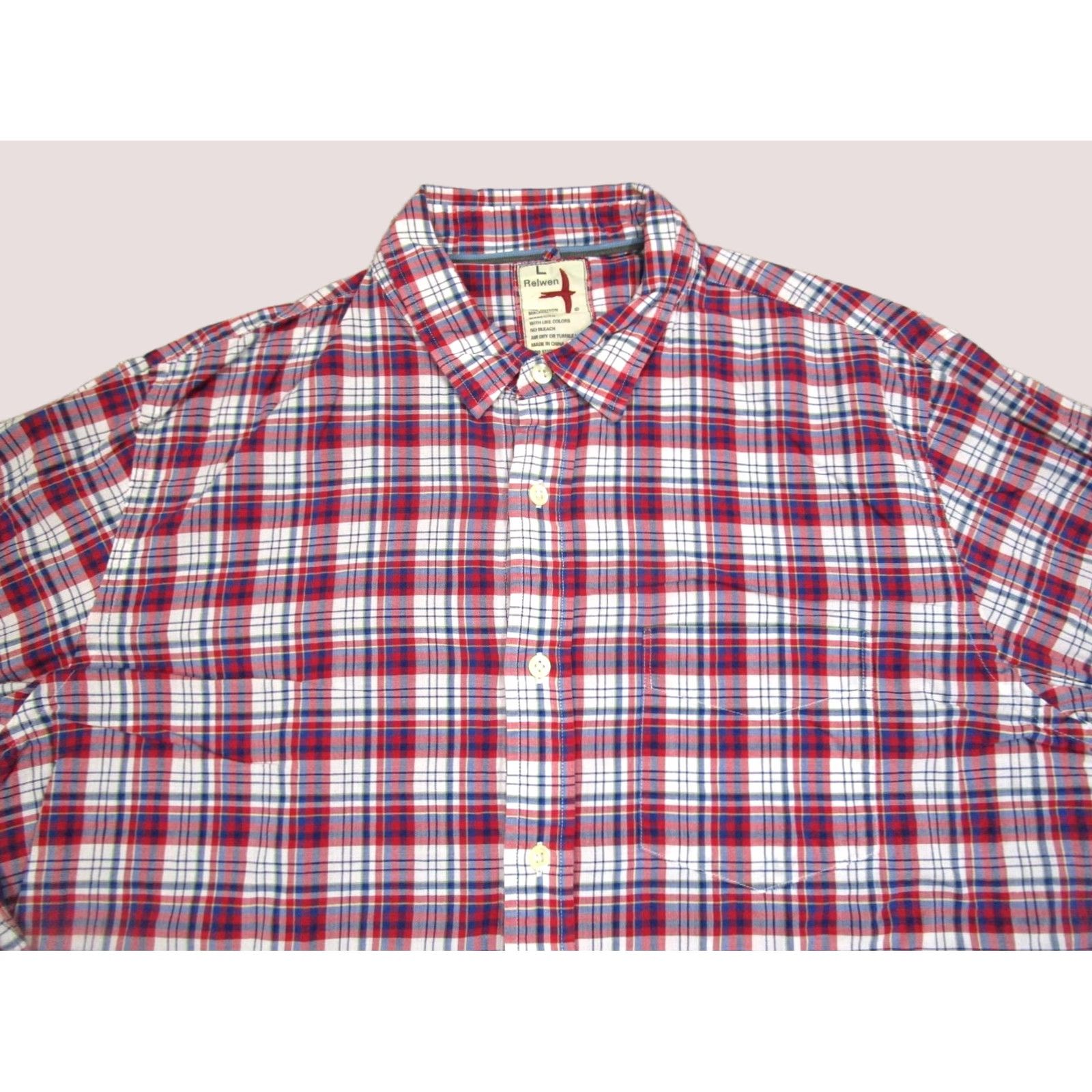 Relwen Relwen Shirt Men L Red Plaid Long Sleeve Button Down Cotton Outdoor Size US L / EU 52-54 / 3 - 1 Thumbnail