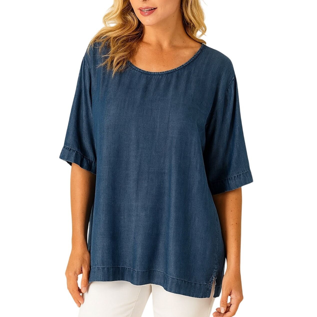 Tommy Bahama Tommy Bahama Blue Chambray Denim Scoop Neck Blouse Medium Size M / US 6-8 / IT 42-44 - 1 Thumbnail