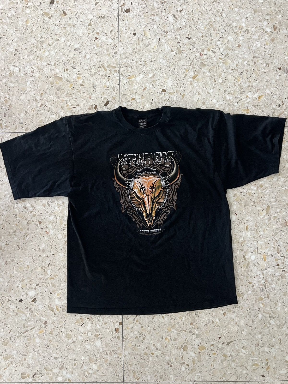 Other Sturgis Skull Twin V Motorcycle Chrome Flames Barbwire 2005 Size US XXL / EU 58 / 5 - 6 Thumbnail