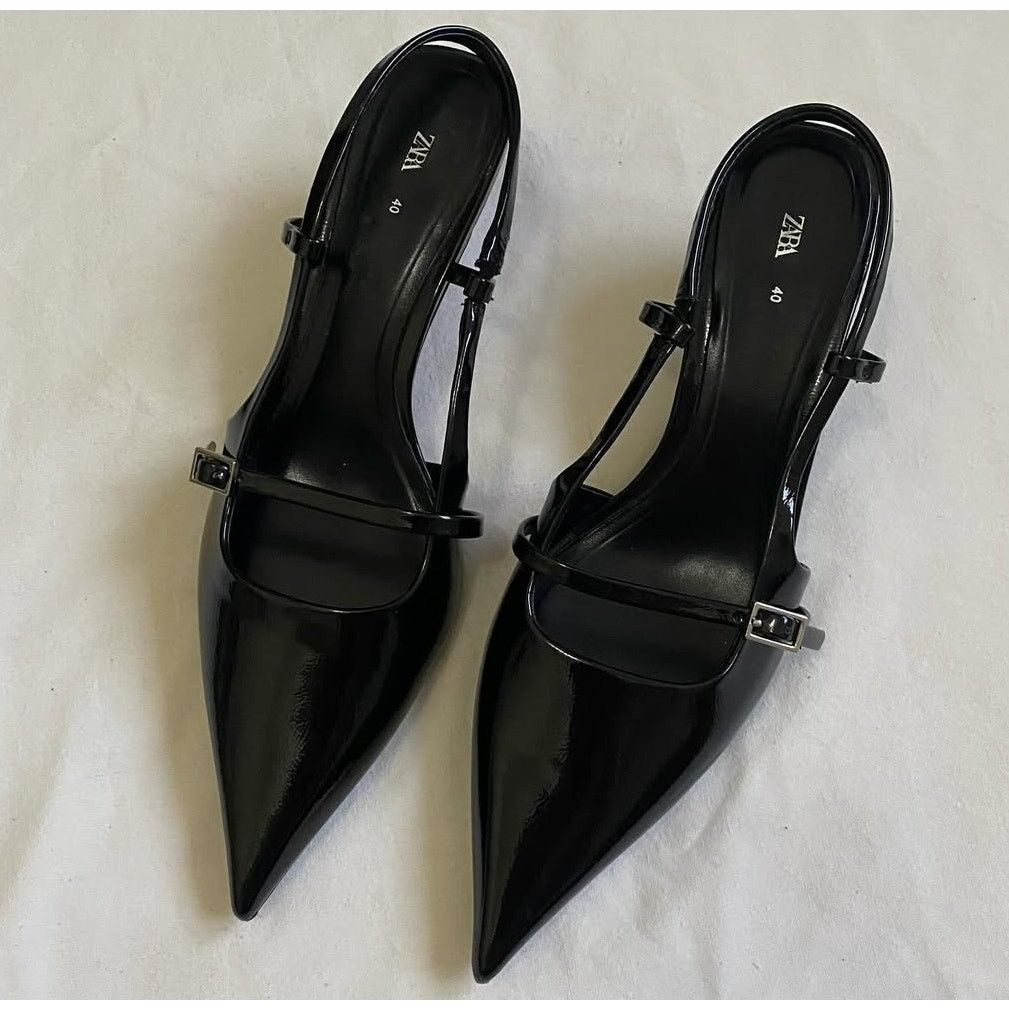 Zara ZARA Black Patent Slingbacks NWT Size 8 Size US 8 / IT 38 - 17 Thumbnail
